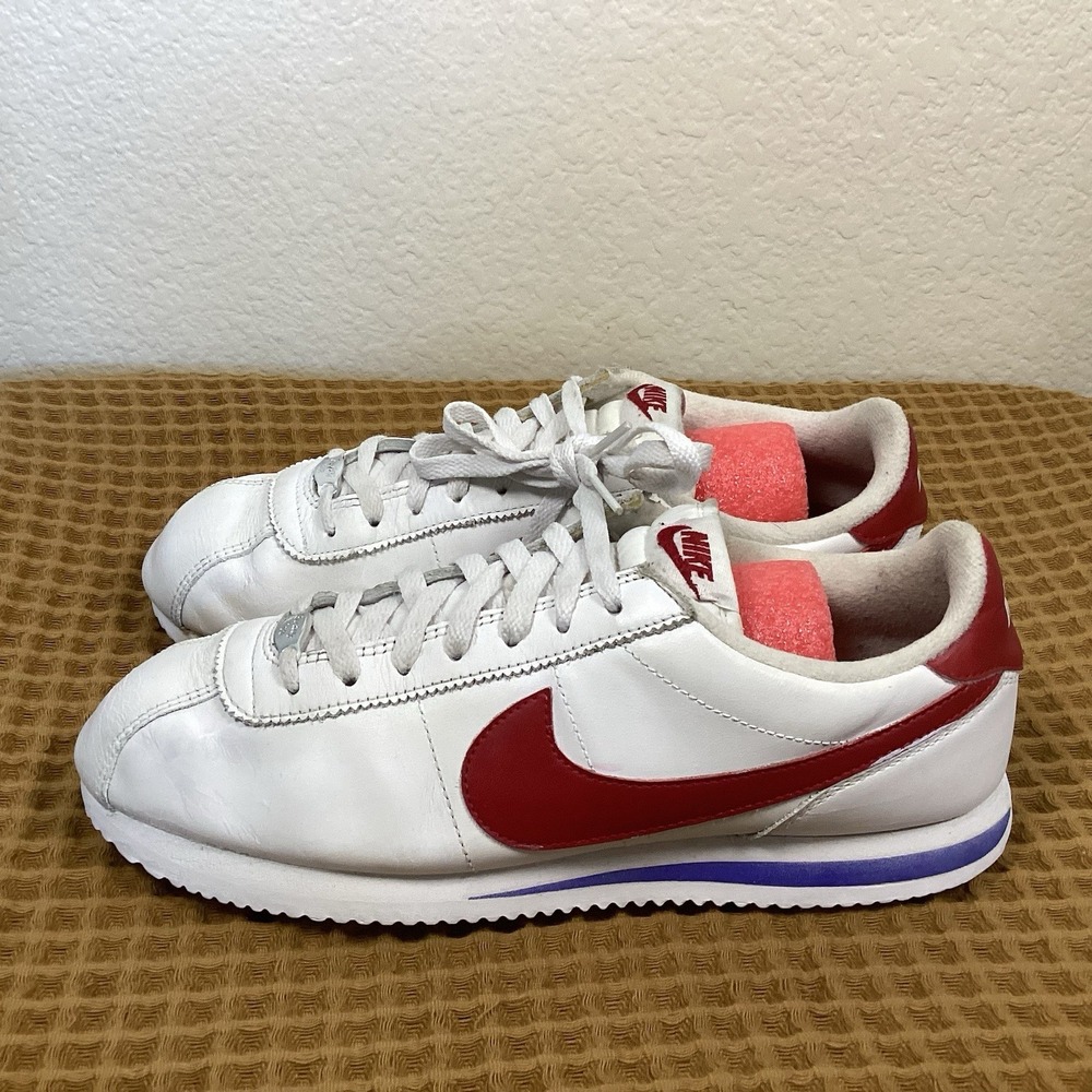 Nike Cortez Basic Leather OG Mens Sz 10 Forrest Gump White Red Blue 882254-164 - Picture 2 of 10